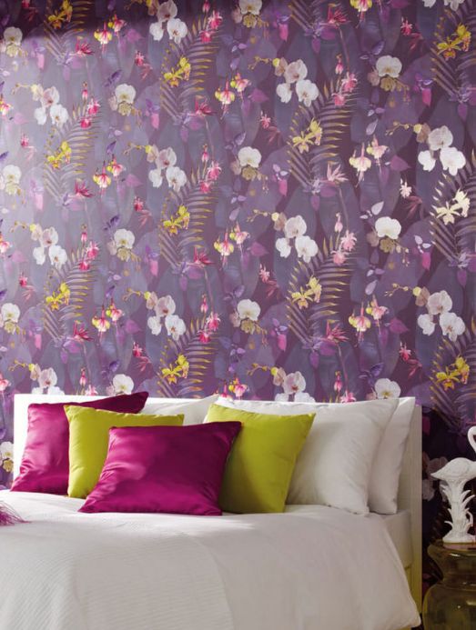 Archiv Wallpaper Zoe violet tones Room View