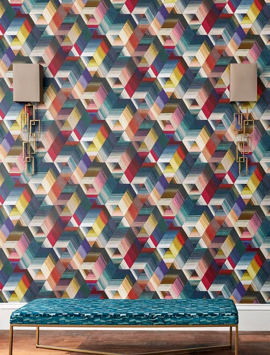 Papel de parede geométrico Papel de parede Nikita multicolorido Ver quarto