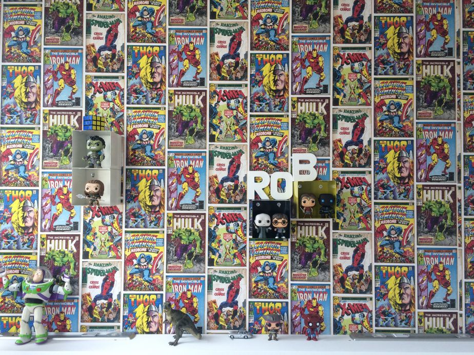Paper-based Wallpaper Wallpaper 1960s Marvel Heroes yellow Room View