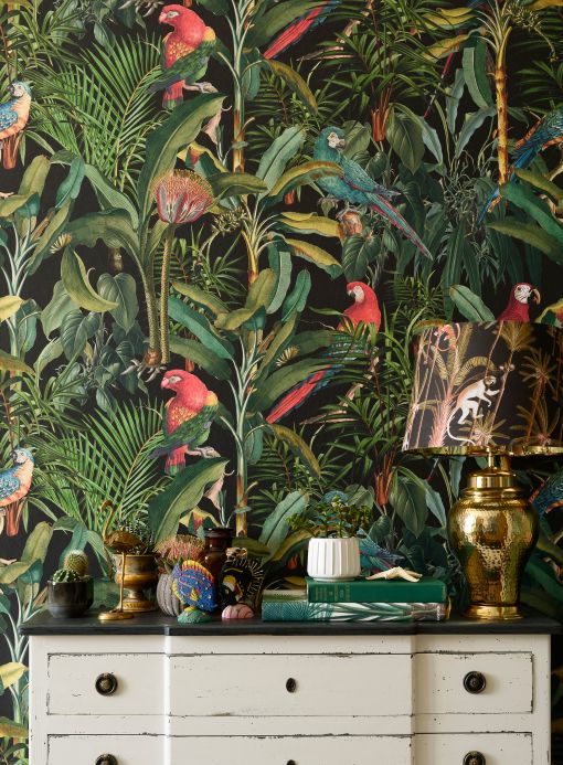 Red Wallpaper Wall mural Parrots of Brasil green Room View