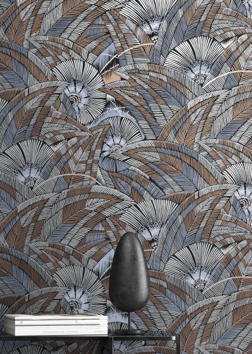 Brown Wallpaper Wallpaper Siskara pigeon blue Room View