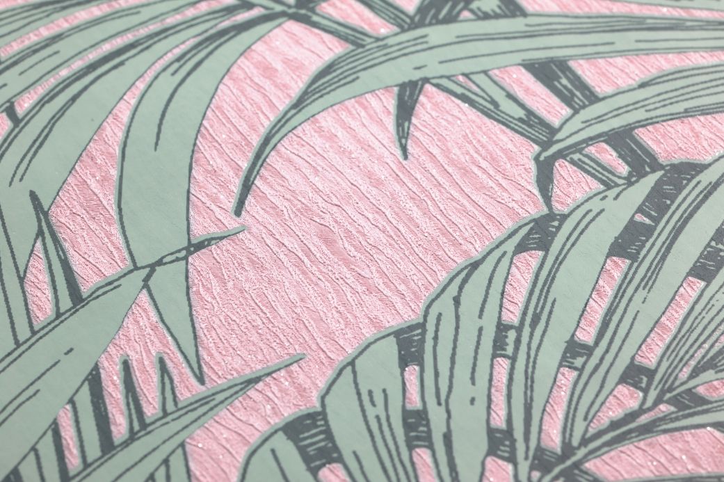 Papier peint botanique Papier peint Tatanu rose pâle pailleté Vue détail