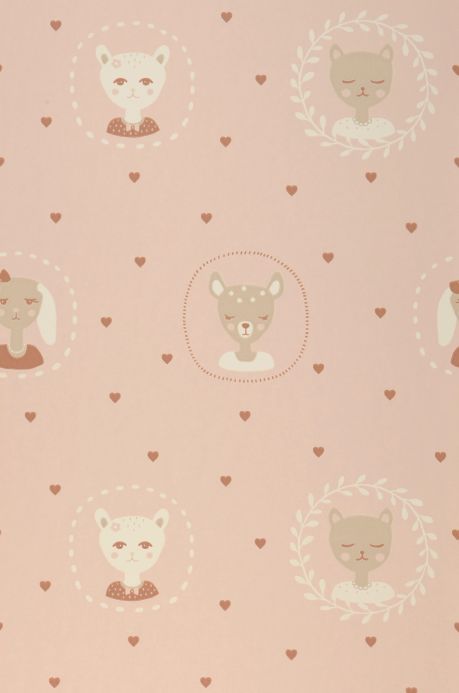 Brown Wallpaper Wallpaper Hearts pale pink Roll Width