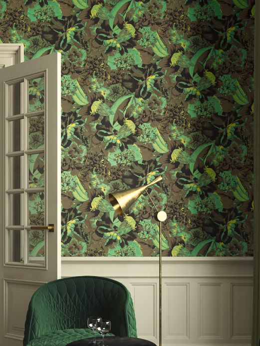 Papel pintado botánico Papel pintado Silvam tonos de verde Ver habitación