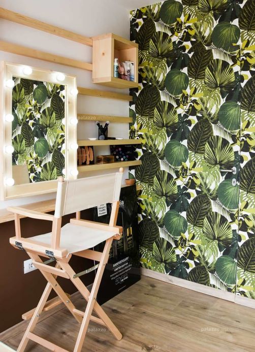 Botanical Wallpaper Wallpaper Venaria fern green Room View