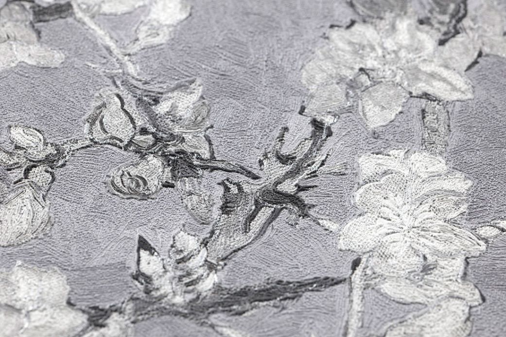 Papel de parede floral Papel de parede VanGogh Blossom cinza claro Ver detalhe