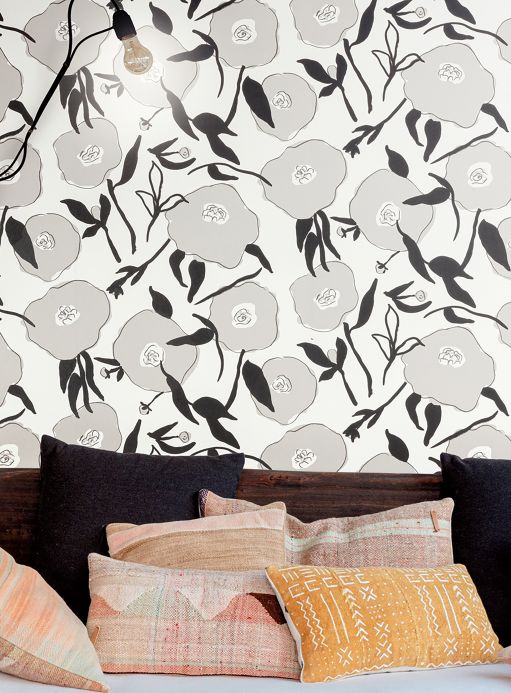 Floral Wallpaper Wallpaper Kanoko grey Room View