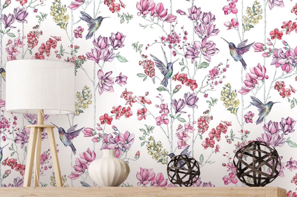 Floral Wallpaper Wallpaper Biala violet tones Room View