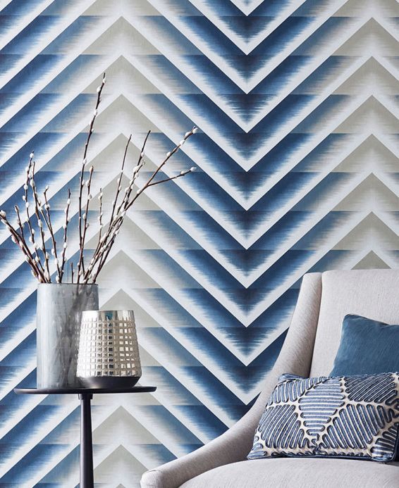 Geometric Wallpaper Wallpaper Ramses grey blue Room View