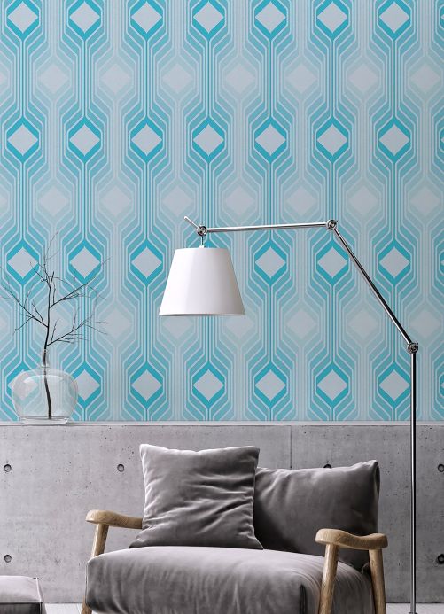 All Wallpaper Quincy pastel turquoise Room View