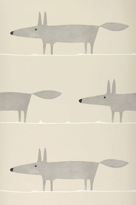 Papier peint vintage Papier peint What does the Fox say gris Largeur de lé