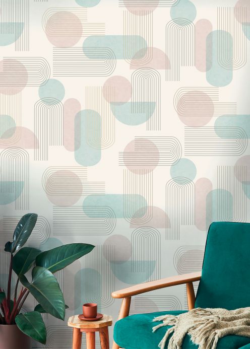 Geometric Wallpaper Wallpaper Ultra pastel turquoise Room View