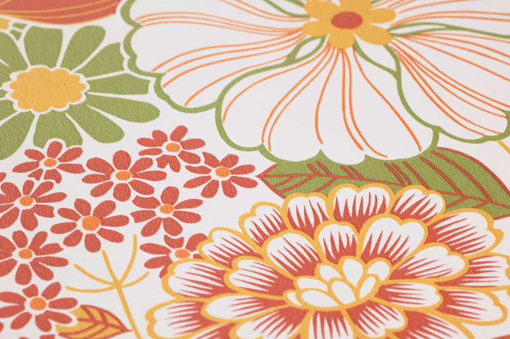 Florale Tapeten Tapete Melissa Orange Detailansicht