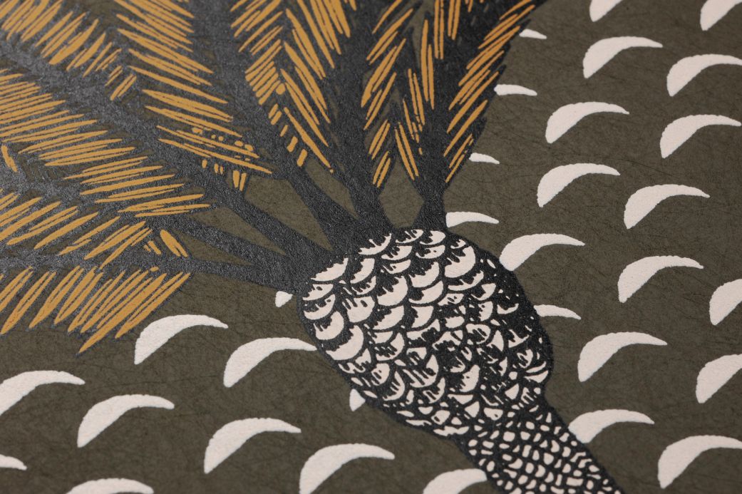 Papel pintado Art Decó Papel pintado Palm Luxe amarillo oliva Ver detalle