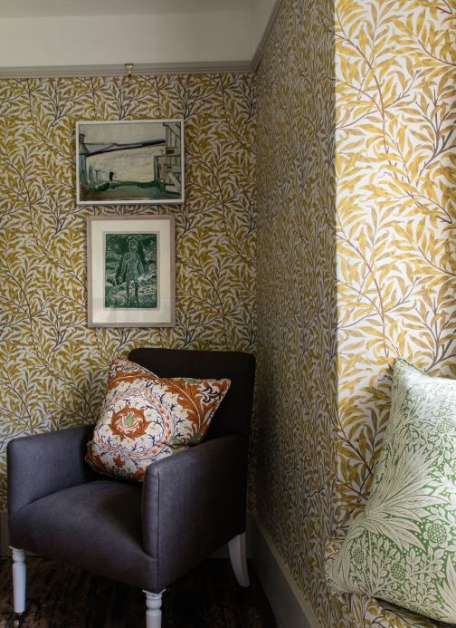 Rooms Wallpaper Darcie lemon yellow Room View