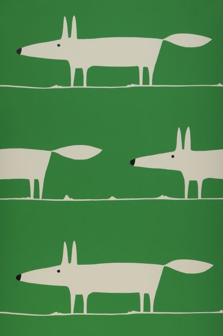 Papier peint avec des animaux Papier peint What does the Fox say vert Bahnbreite