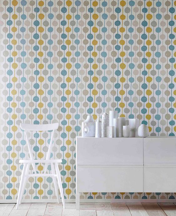 Styles Wallpaper Almeda mint turquoise Room View