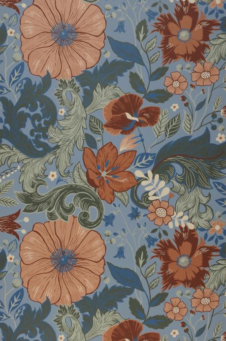 Floral Wallpaper Wallpaper Smilla pigeon blue Roll Width