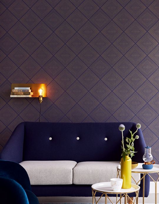 Papel de parede geométrico Papel de parede Rigo azul safira Ver quarto