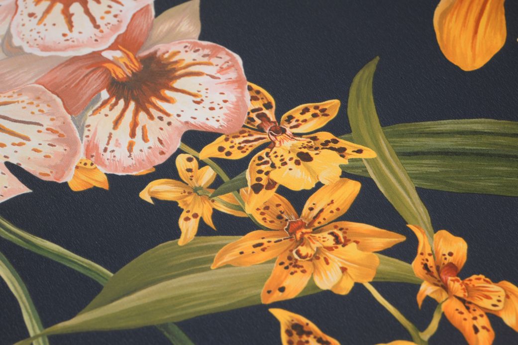 Alle Tapete Wild Orchids Graublau Detailansicht