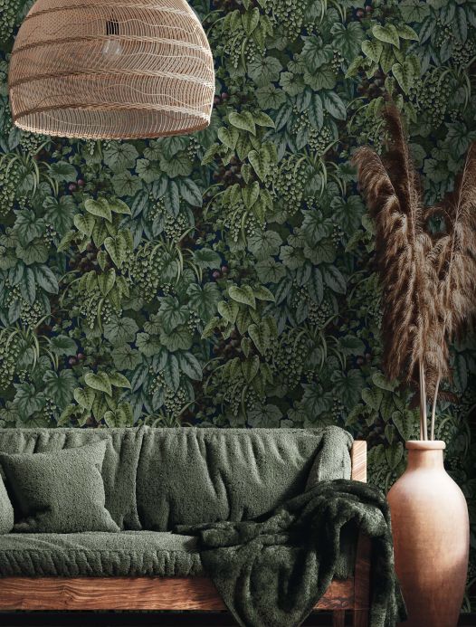 Papel de parede botânico Papel de parede Nerissa tons de verde Ver ambiente