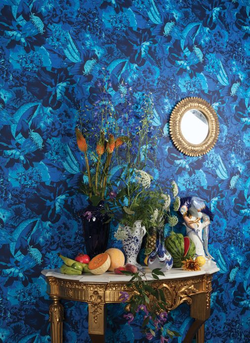 Botanical Wallpaper Wallpaper Silvam shades of blue Room View