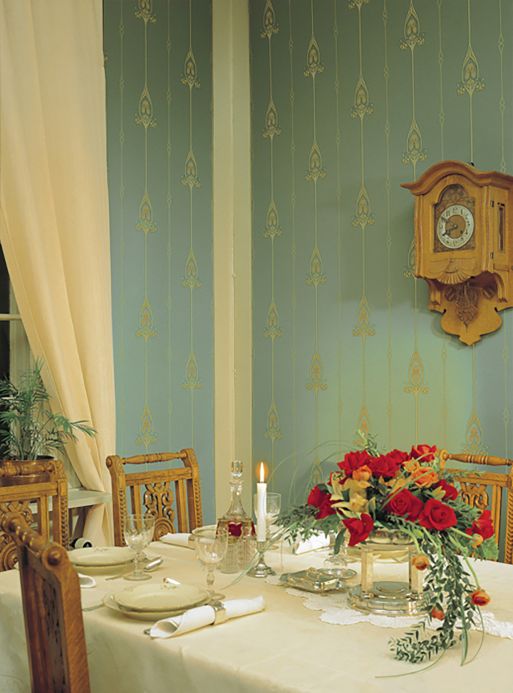 Dining Room Wallpaper Wallpaper Danne mint turquoise Room View