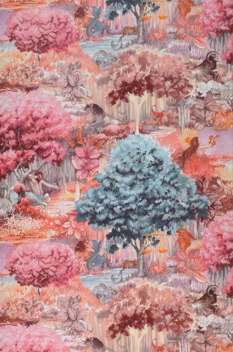 Papel de parede floresta e árvores Papel de parede Zodiac Forest rosa Largura do rolo