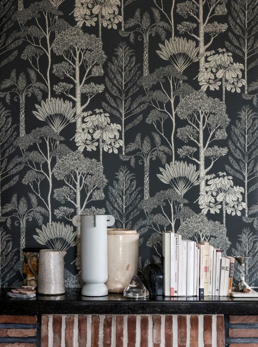 Black Wallpaper Wallpaper Trees anthracite Room View