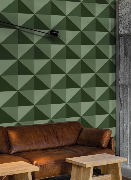 Papel de parede geométrico Papel de parede Estasi verde Ver ambiente