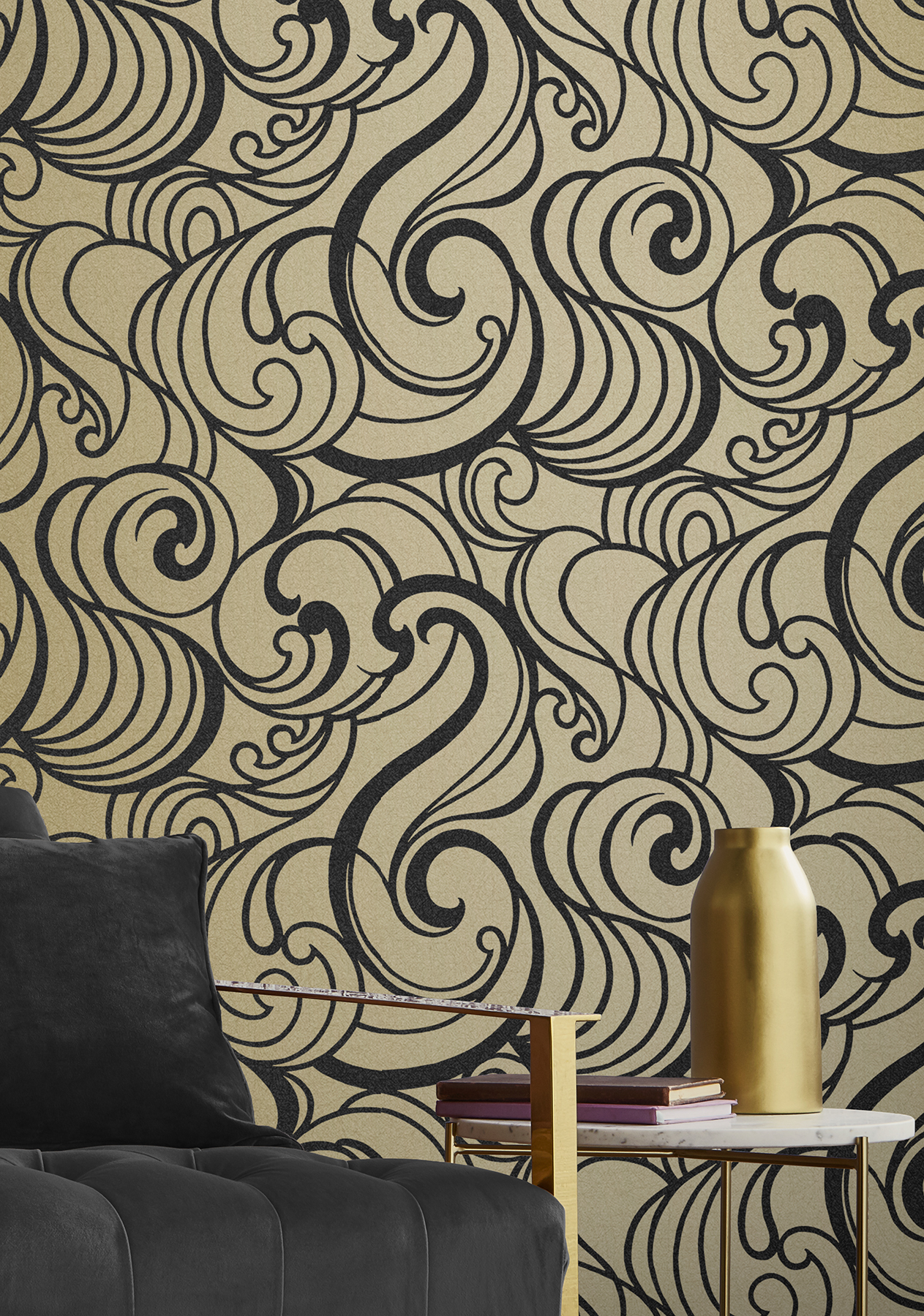 Wallpaper Madina gold shimmer | Wallpaper from the 70s