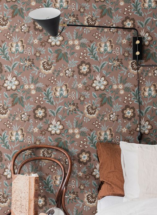 Floral Wallpaper Wallpaper Judica brown Room View