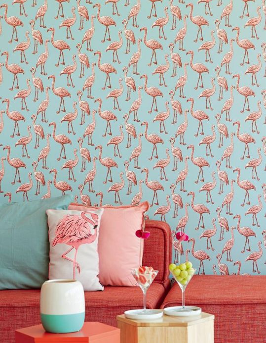Archiv Wallpaper Gisele mint turquoise Room View