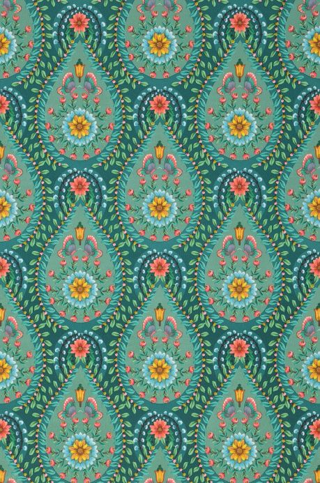 Orientalische Tapeten Tapete Imaginarium Dunkelgrün A4-Ausschnitt
