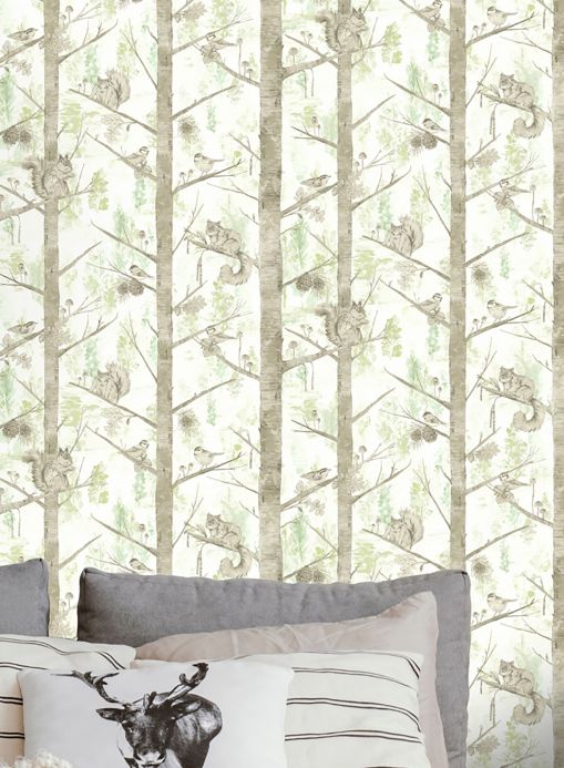 Bird Wallpaper Wallpaper Haylie brown grey Room View