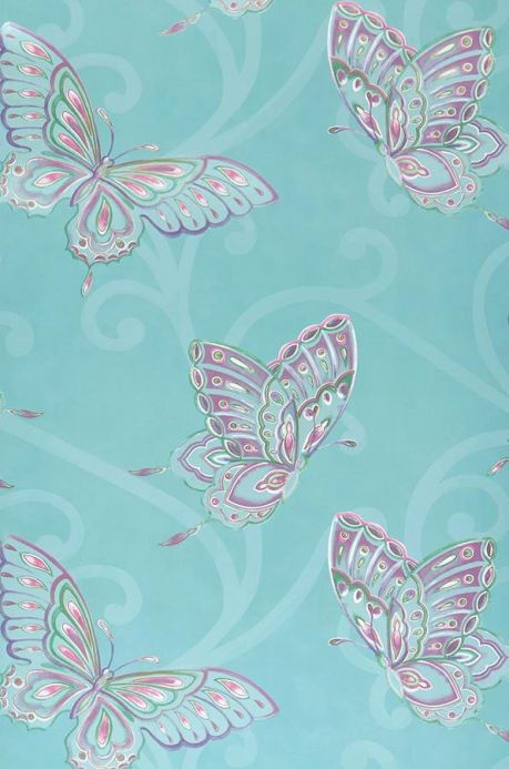 Archiv Papier peint Butterfly turquoise Largeur de lé