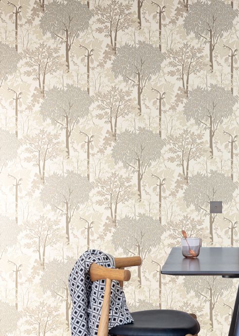 Botanical Wallpaper Wallpaper Mirabelle grey beige Room View