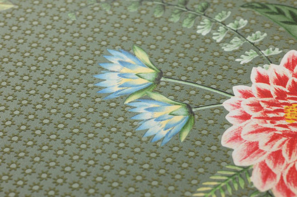 Papier peint floral Papier peint Sylvania vert pâle Vue détail