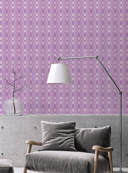 Papel pintado geométrico Papel pintado Chakra tonos de violeta Ver habitación