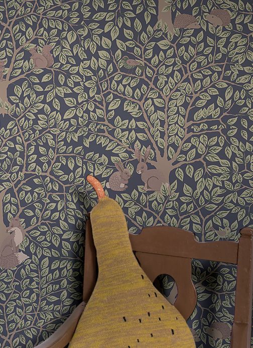 Papel pintado animales Papel pintado Tamino antracita Ver habitación