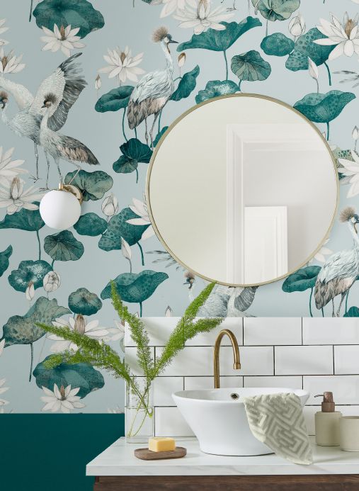 Bird Wallpaper Wallpaper Kimora light grey Room View