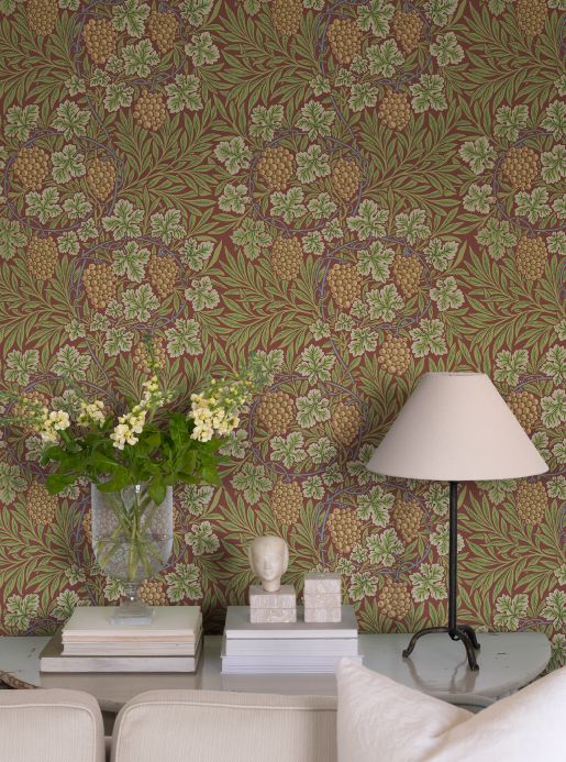 William Morris Wallpaper Wallpaper Bedran red brown Room View