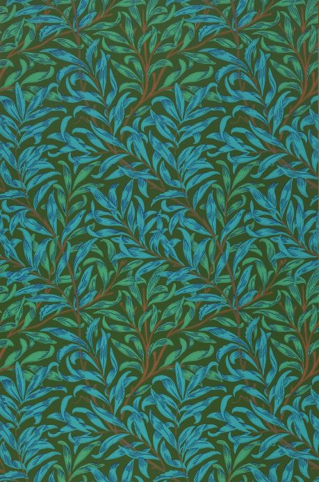 Papier peint botanique Papier peint Darcie bleu turquoise Largeur de lé