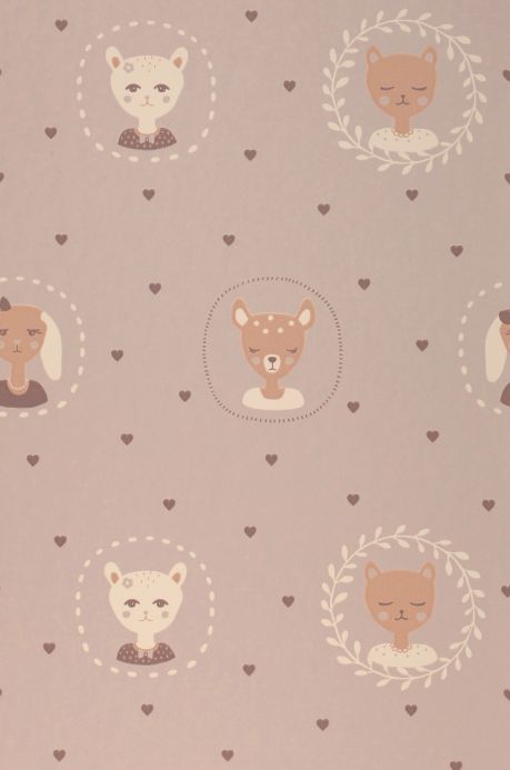 Animal Wallpaper Wallpaper Hearts light grey-violet Roll Width