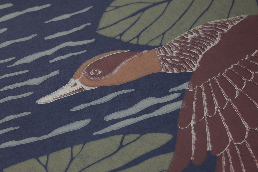 Papier peint avec des oiseaux Papier peint Duck Lake bleu gris Vue détail