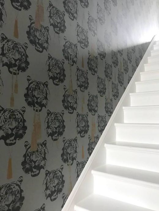 Papel de parede Pop Art Papel de parede Coco Tiger cinza antracite Ver ambiente