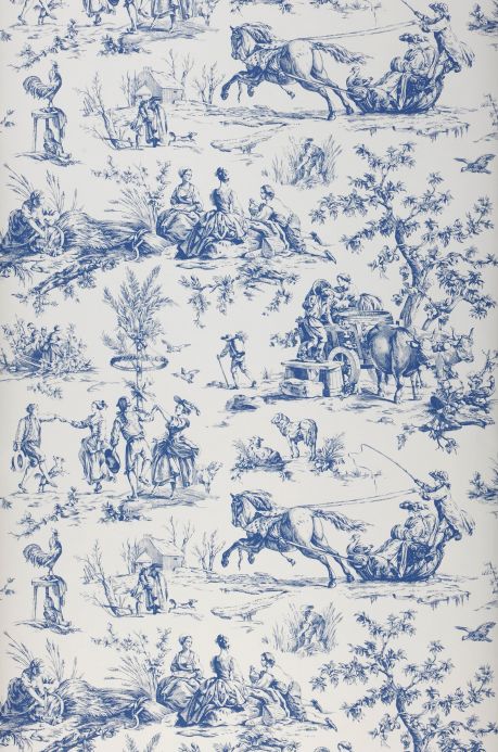Botanical Wallpaper Wallpaper Toile de Jouy blue Roll Width