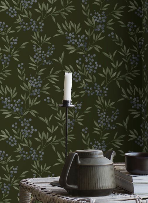 Leaf and Foliage Wallpaper Wallpaper Maria brown-green Room View