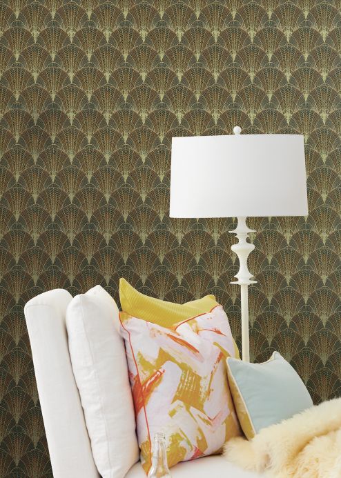 Bedroom Wallpaper Wallpaper Speakeasy matt gold Room View