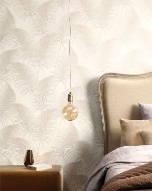 Wallpaper Milva grey beige shimmer Room View